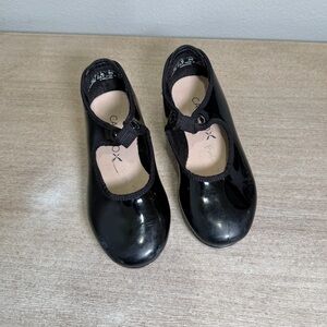 Capezio Teletone Tap Shoes Shiny Black Dance Toddler Kid Youth Size 10.5